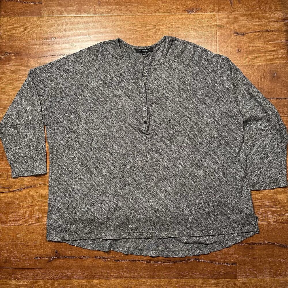 Alexander Wang Oversized Henley T Shirt Womens M Gray Relaxed Baggy Fit Couture